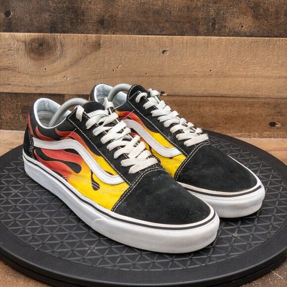 VANS OLD SKOOL FLAMES PRINT MENS ATHLETIC SHOES RETRO SNEAKERS LOW SIZE 10 - Picture 3 of 9